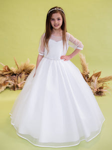 SALE COMMUNION DRESS Linzi Jay Girls White Communion Dress:- Wendi Age 7 & 8