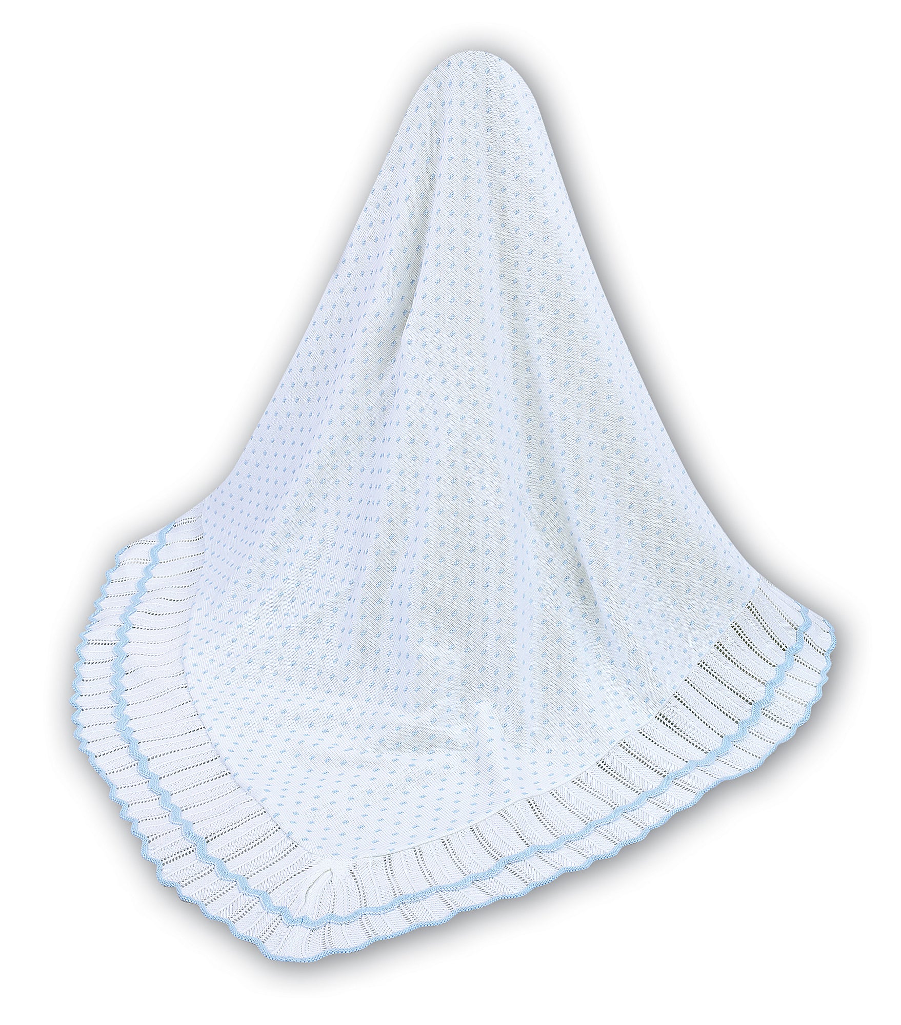 Sarah Louise Christening Shawl - White/Blue