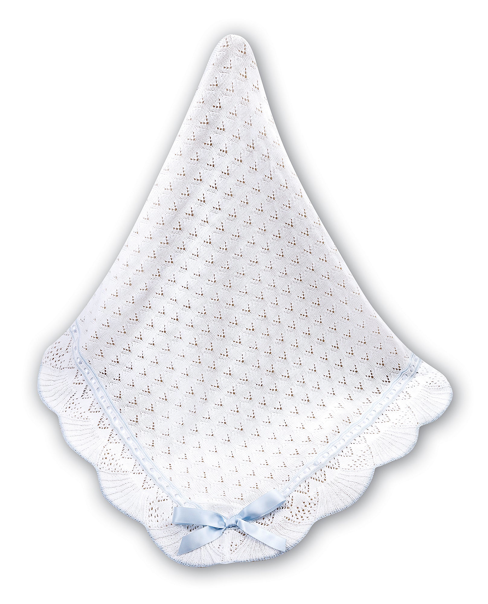 Sarah Louise Christening Shawl - White/Blue