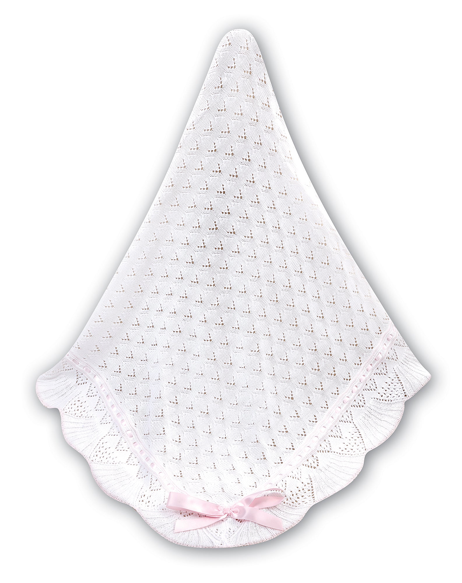 Sarah Louise Christening Shawl - White/Pink