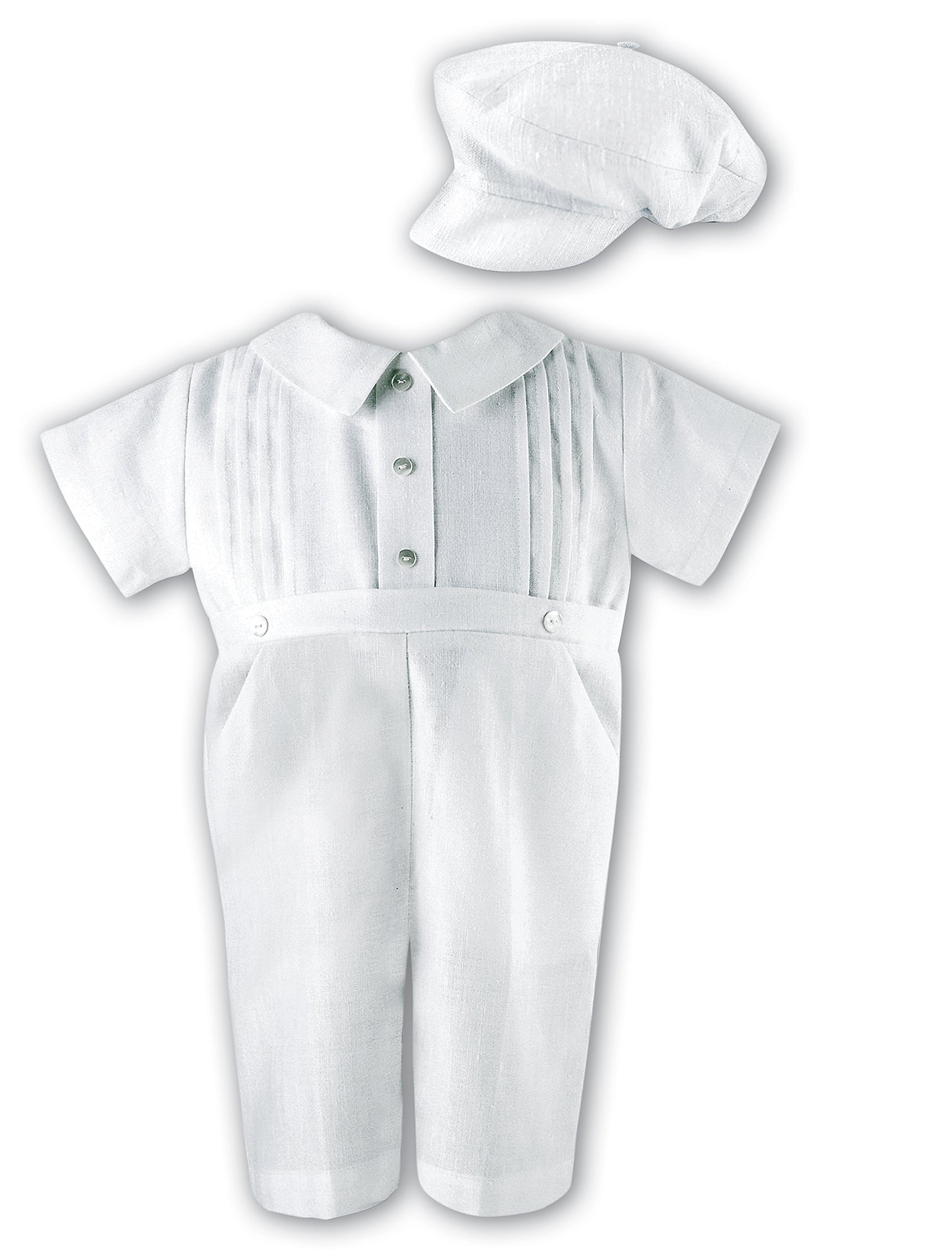 Sarah Louise Christening Romper & Cap - White