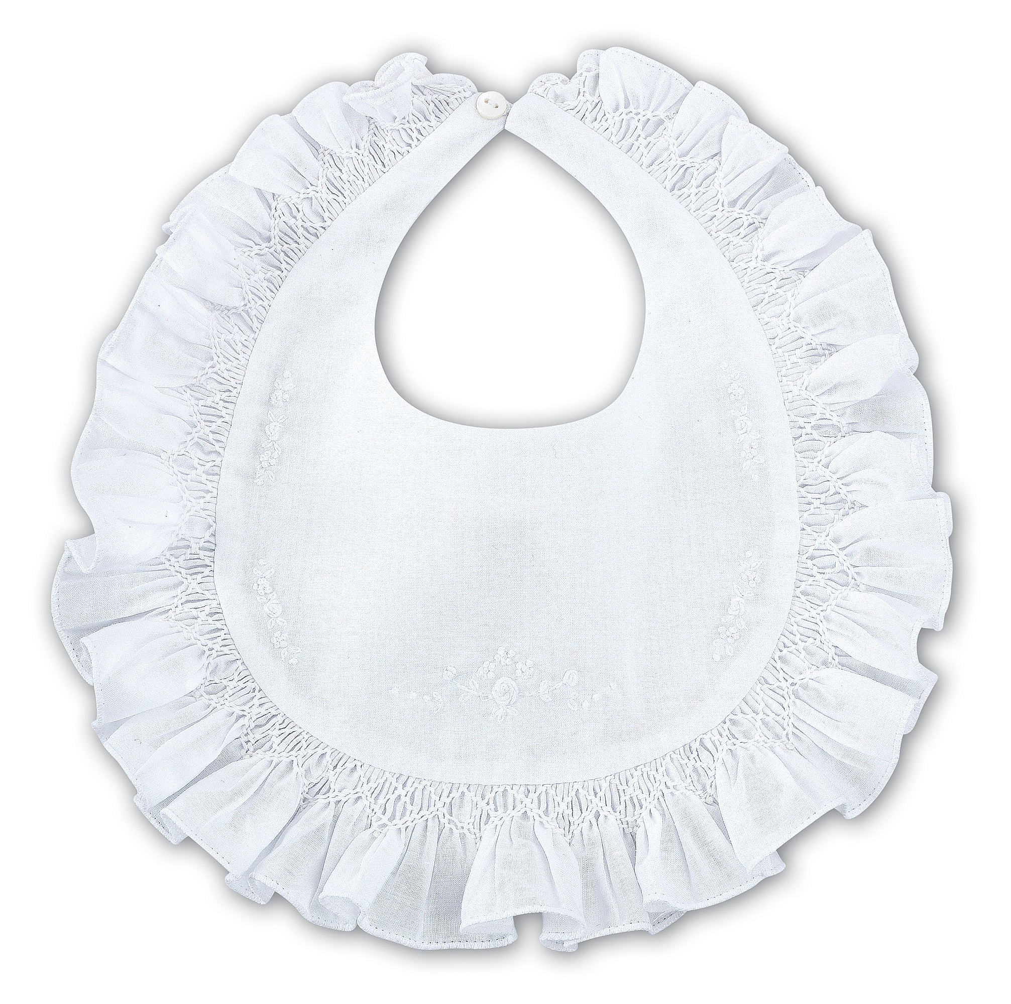 Sarah Louise Christening Bib - White