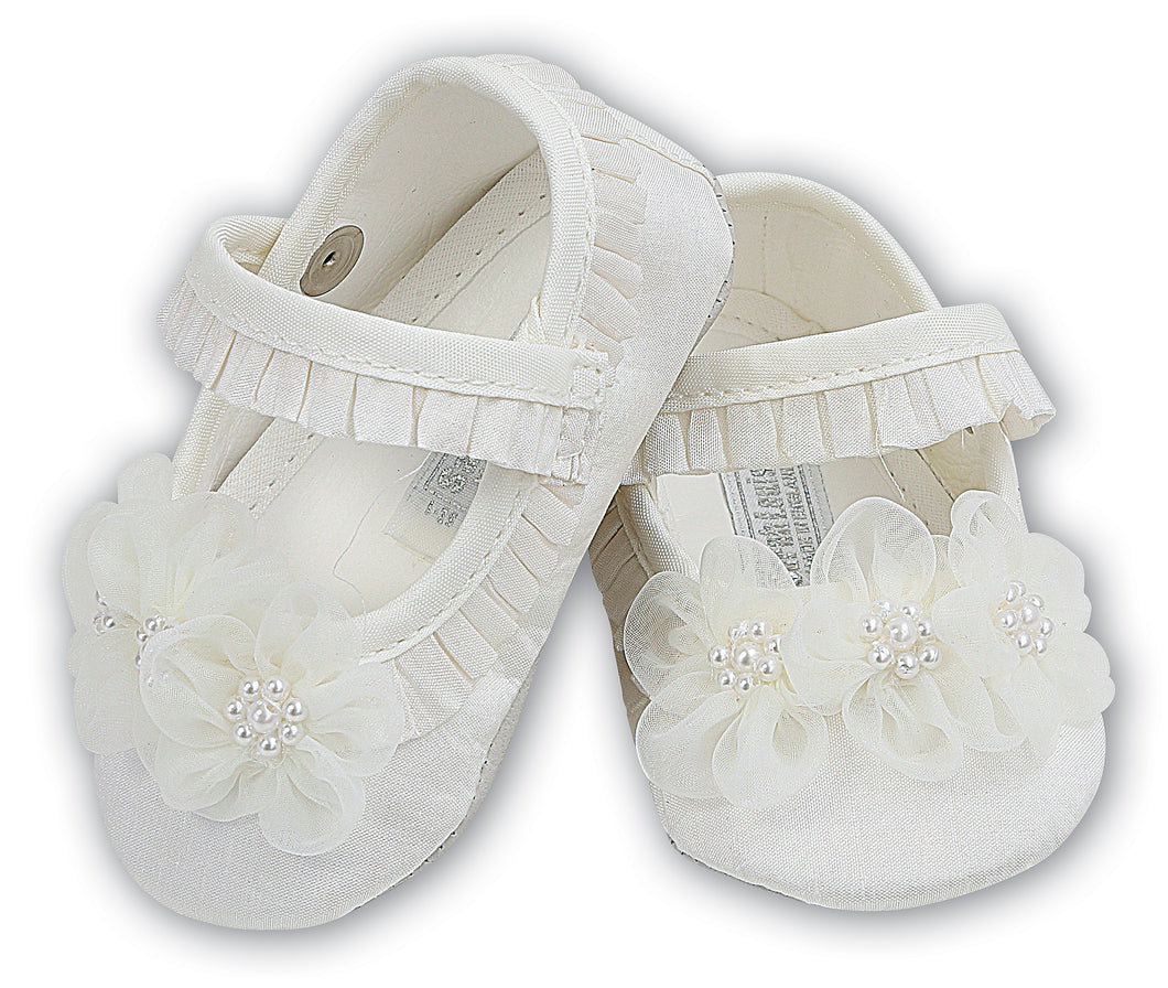 Sarah Louise Girls Christening Shoes - Ivory