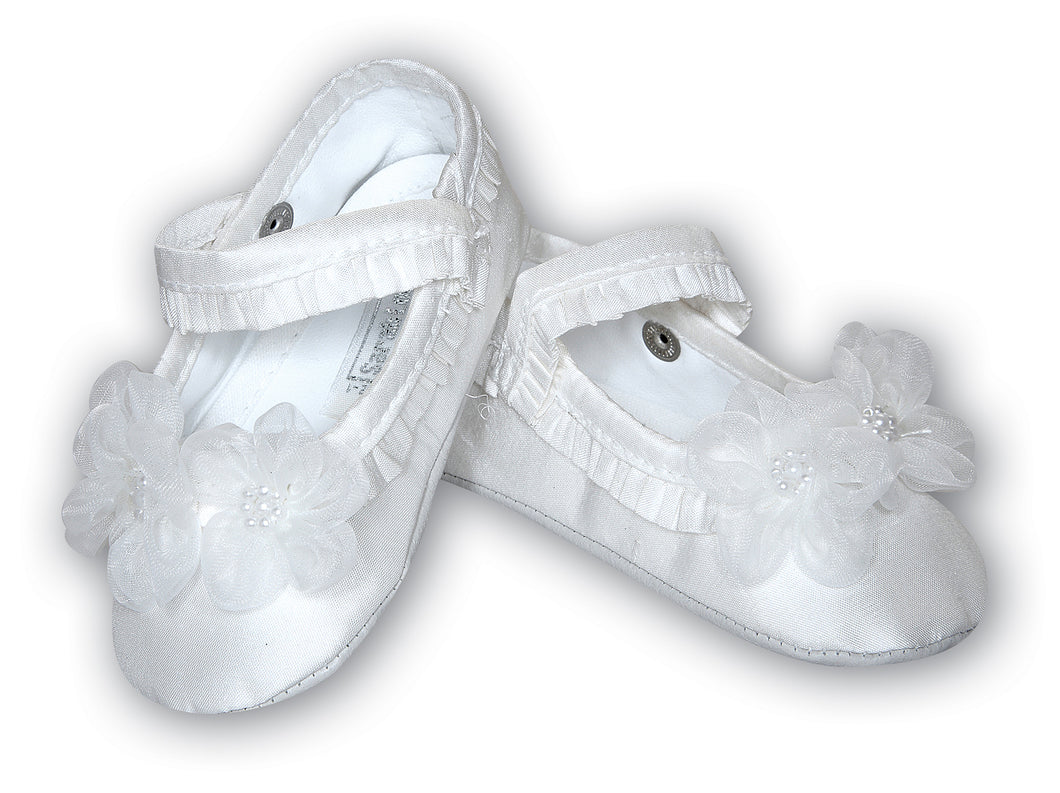 Sarah Louise Girls Christening Shoes - White