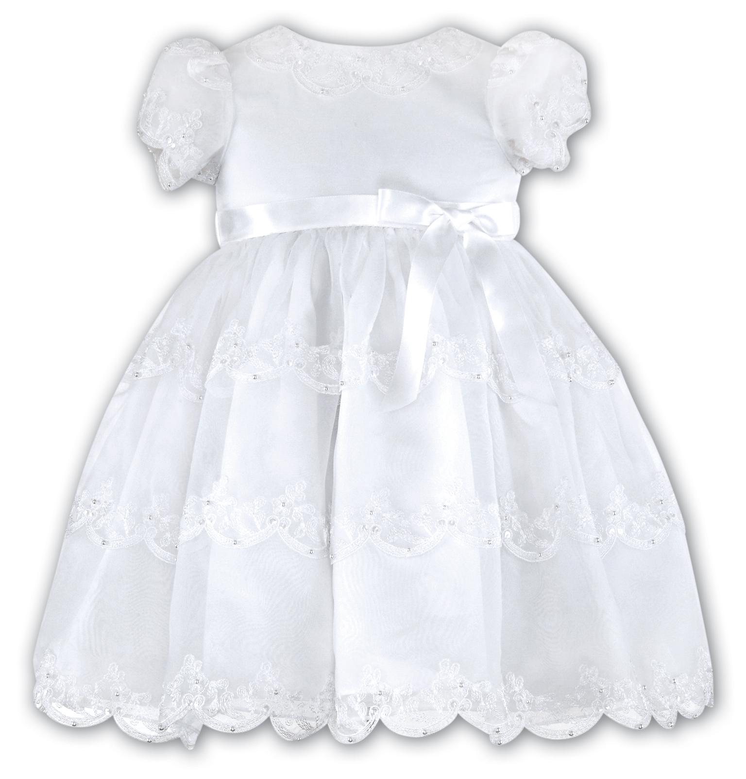 Sarah Louise Christening Ballerina Length Dress - White