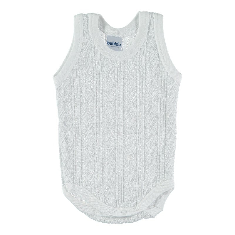 Babidu Perle Sleeveless Tank Style Vest:- White