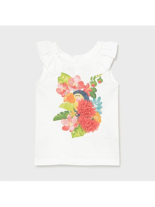 SUMMER SALE Mayoral Girls White Tucan T-Shirt for Baby Girl Age 6mths, 18mths & 36mths