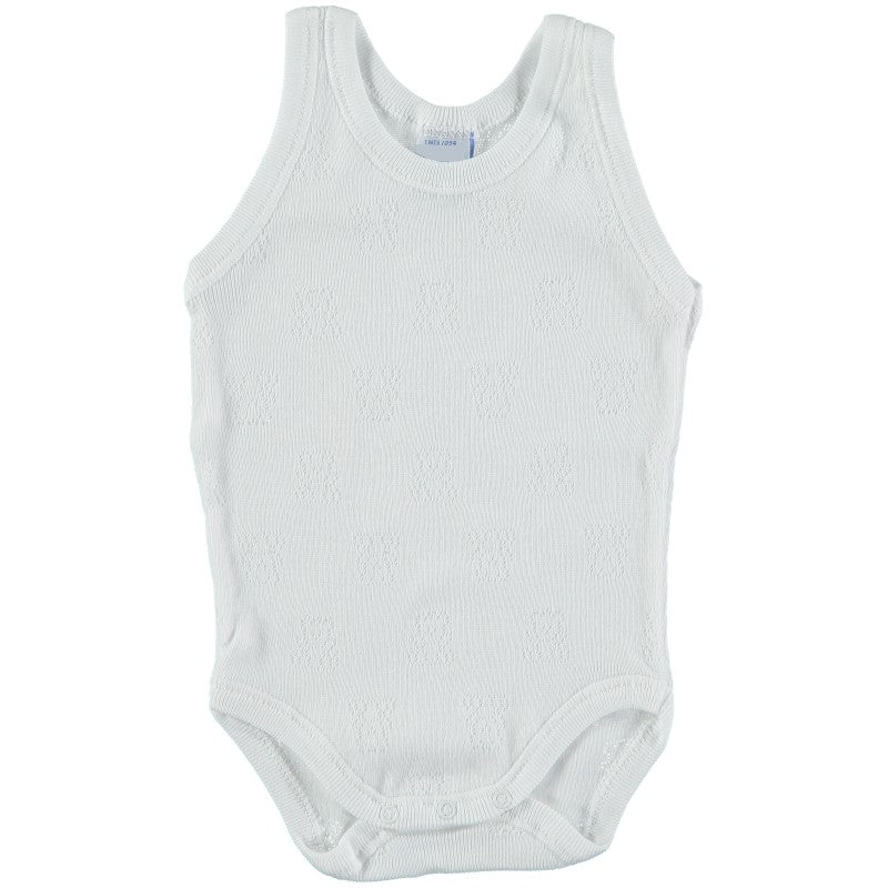 Babidu Unisex Vest With Bear Motif:- White