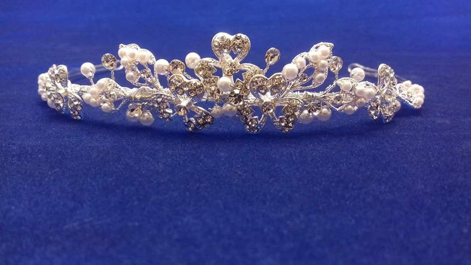 Celebrations Silver Crystal & Pearls Tiara CH118