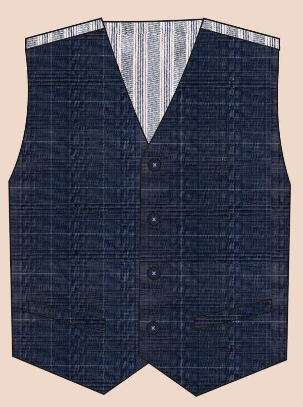 One Varones Boys Navy Check Waistcoat:-10-10020R 78