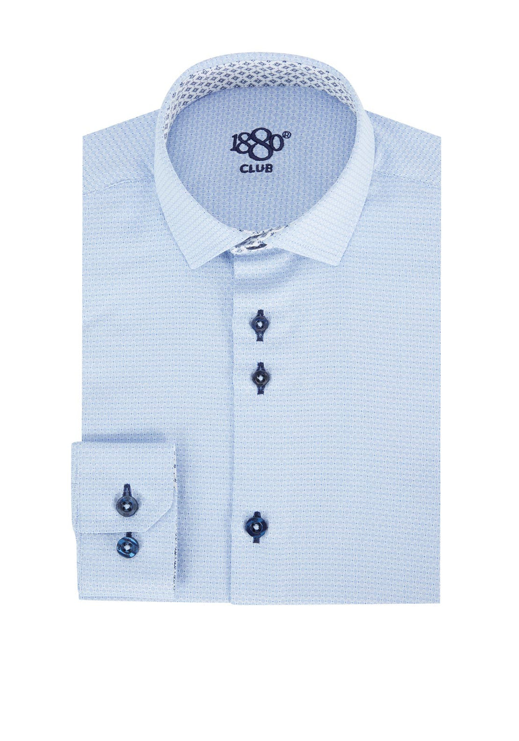 1880 Club Boys Cadiz Blue Textured Shirt With Navy Buttons