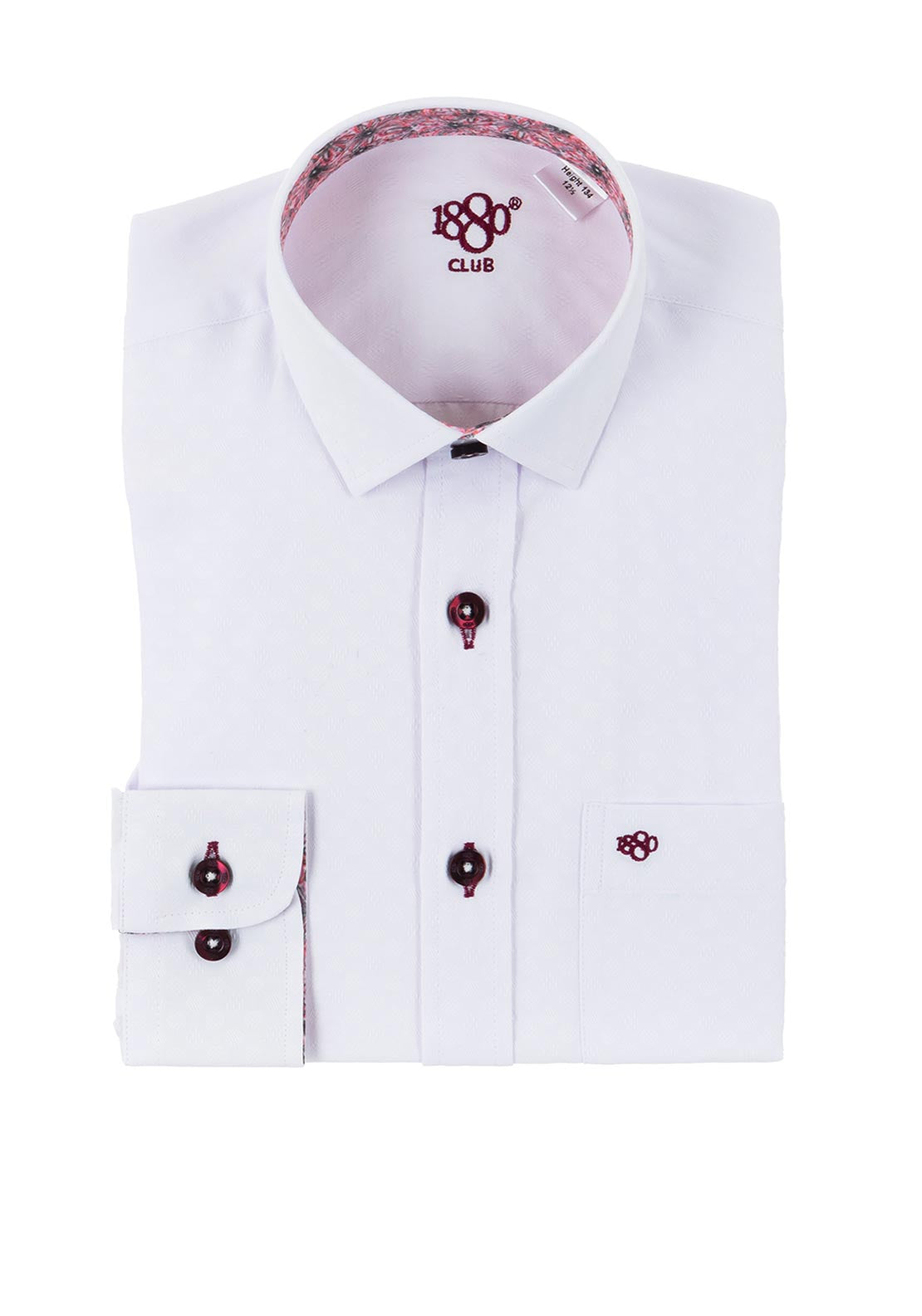 1880 Club Boys White Textured Shirt With Pink Buttons Kindle Clothing 1880 Club Boys White Textured Shirt With Pink Buttons Kindle Clothing