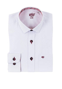 1880 Club Boys White Textured Shirt With Pink Buttons