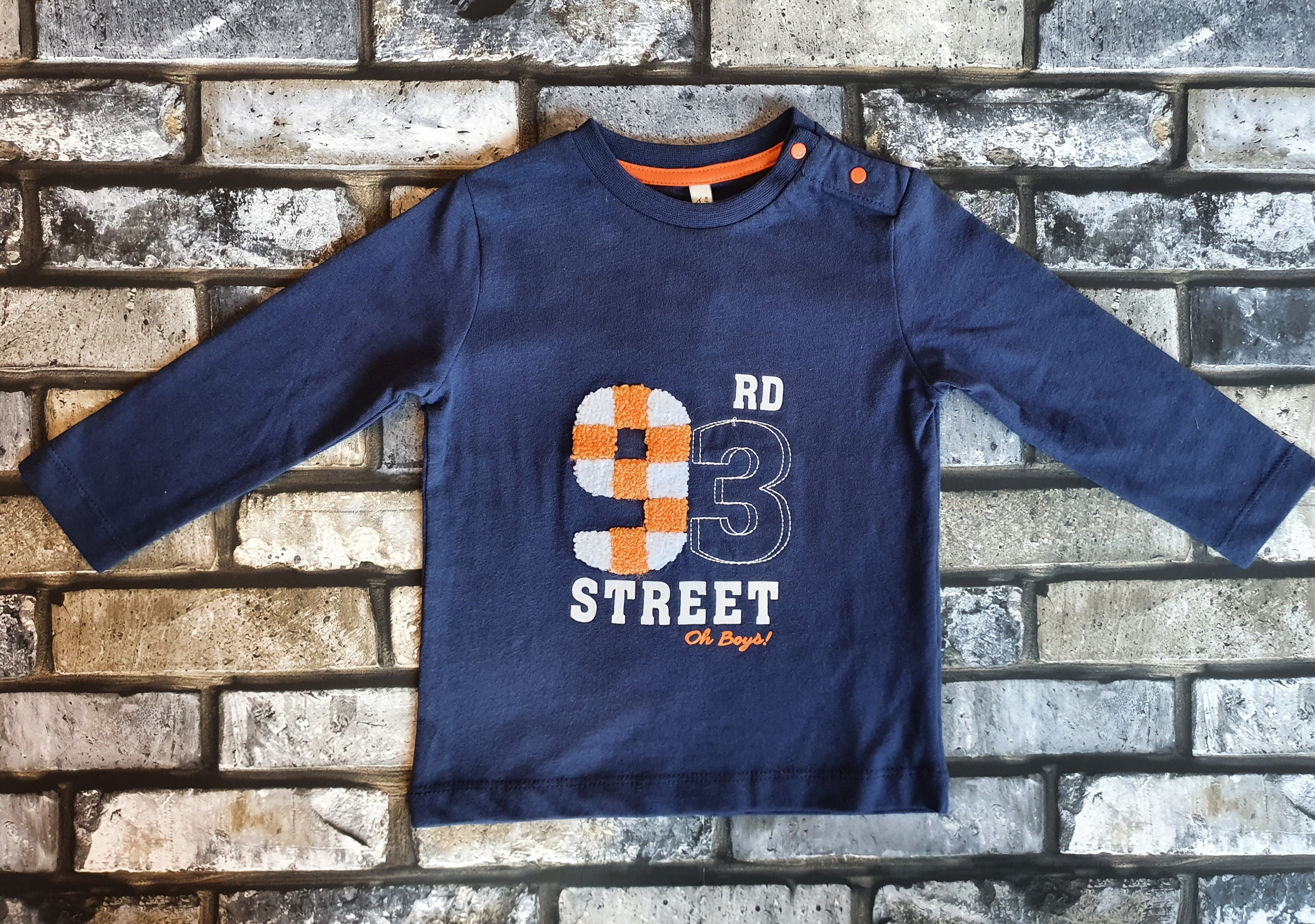 SUMMER SALE Birba Boys Navy Logo Long Sleeve Tee 18MTHS