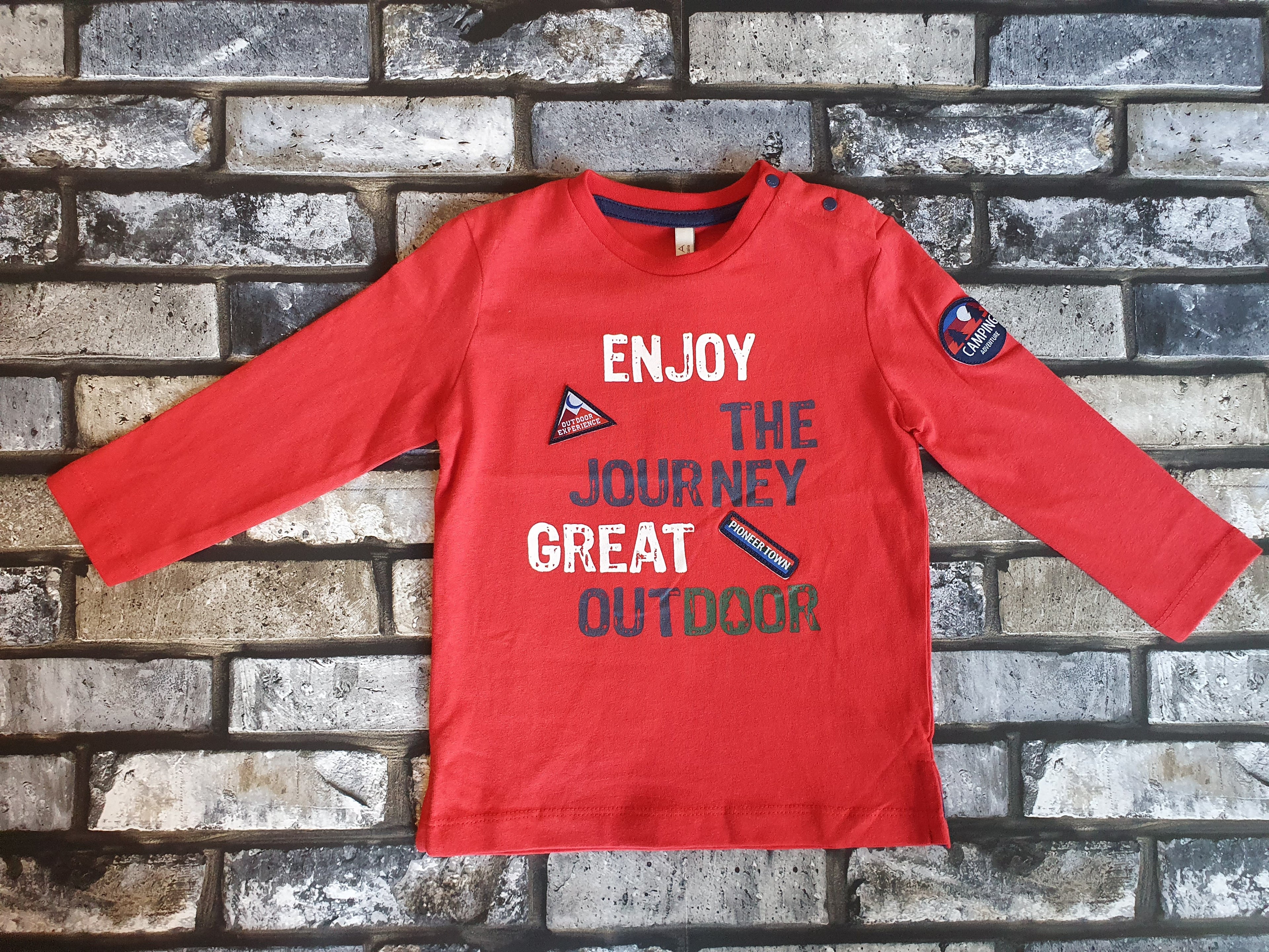 SUMMER SALE Birba Boys Red Long Sleeve Tee 18MTHS & 24MTHS