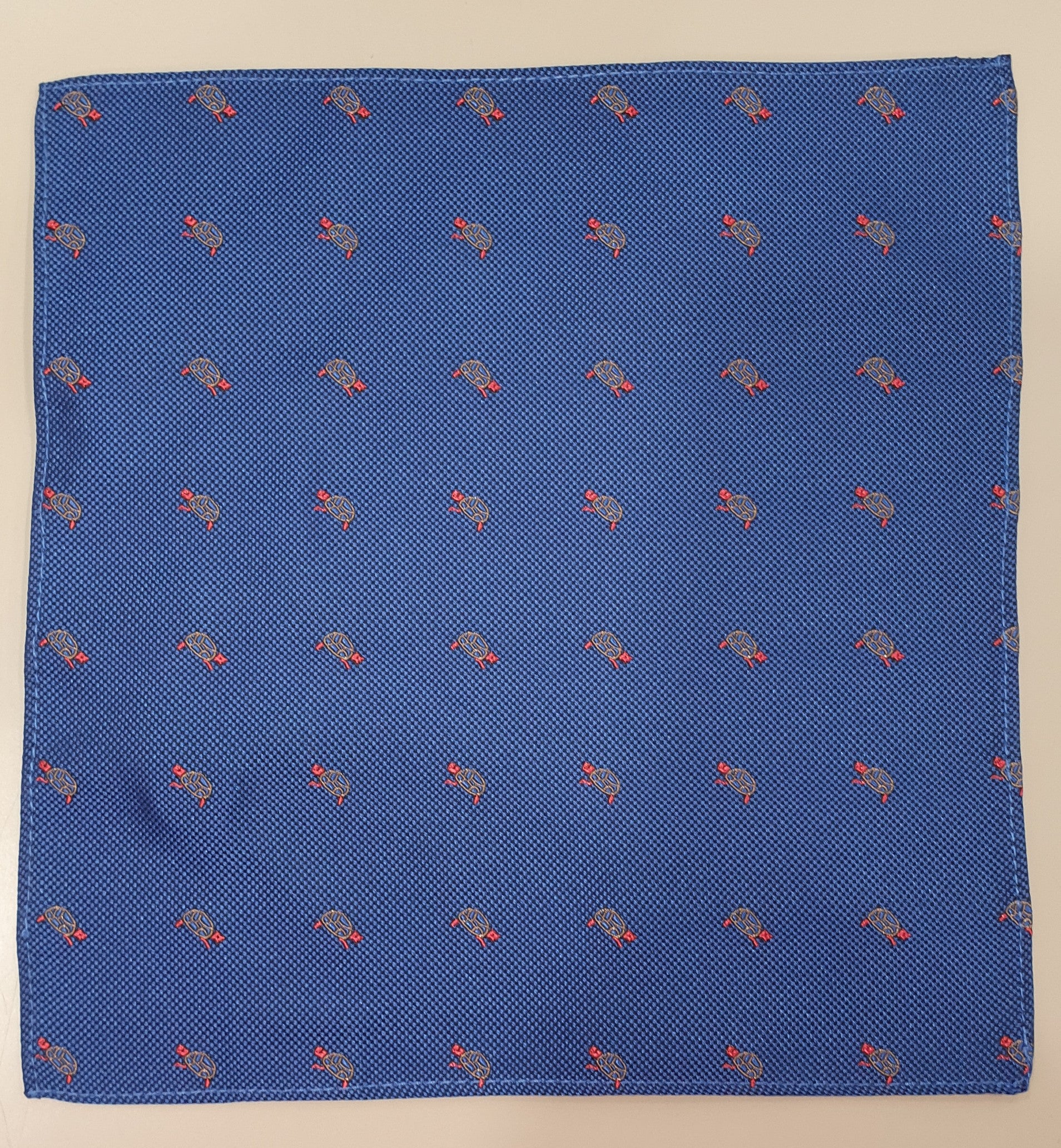 SALE One Varones Boys Pocket Square - Navy With Turtle Motif