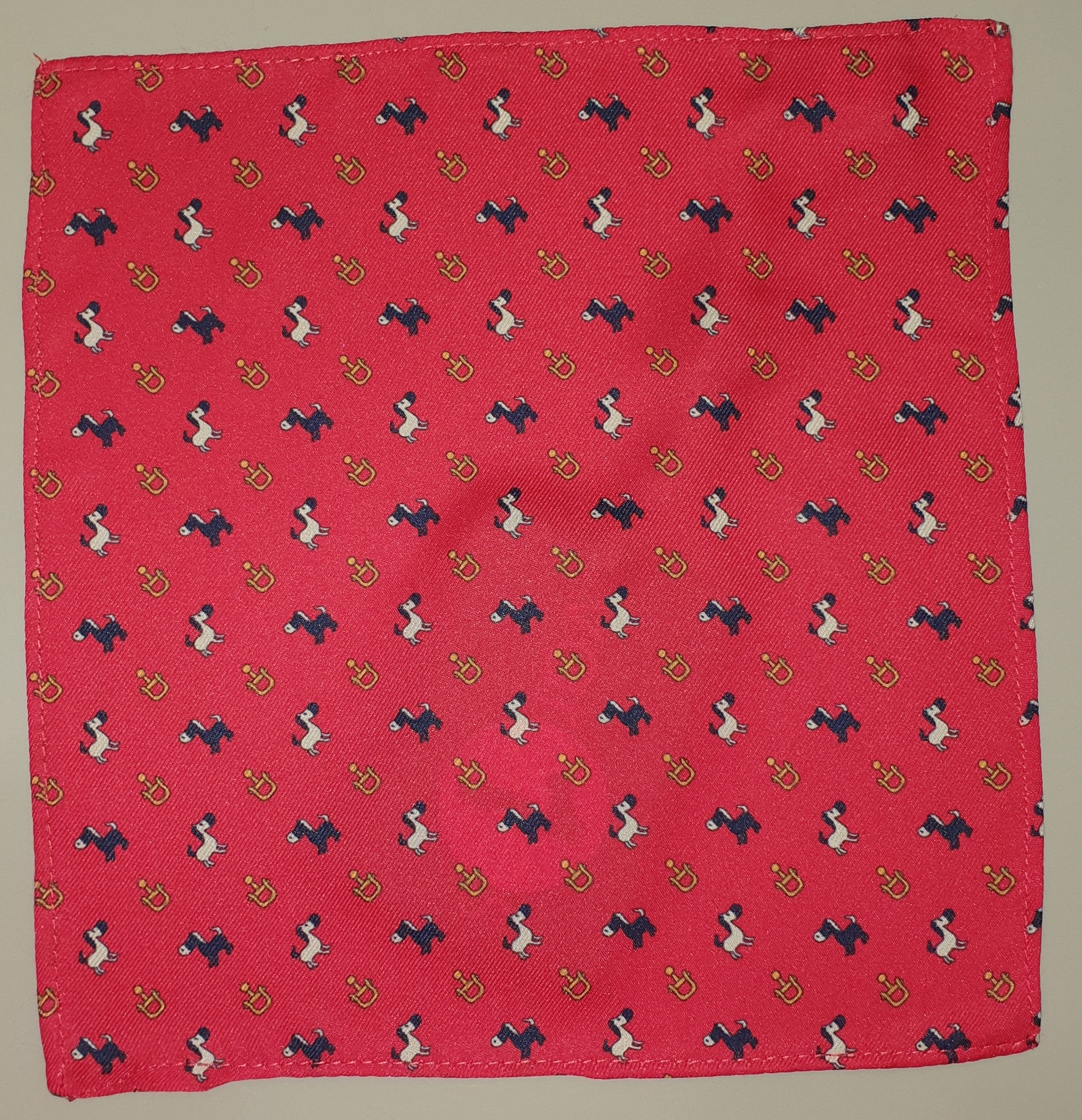 SALE One Varones Boys Pocket Square - Red With Horse Motif