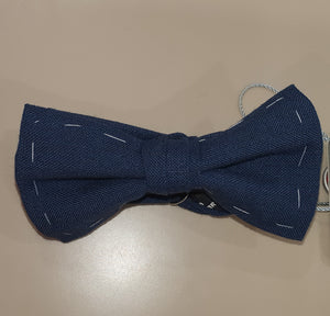 SALE One Varones Boys Bow Tie - Navy With Pale Blue Stitching
