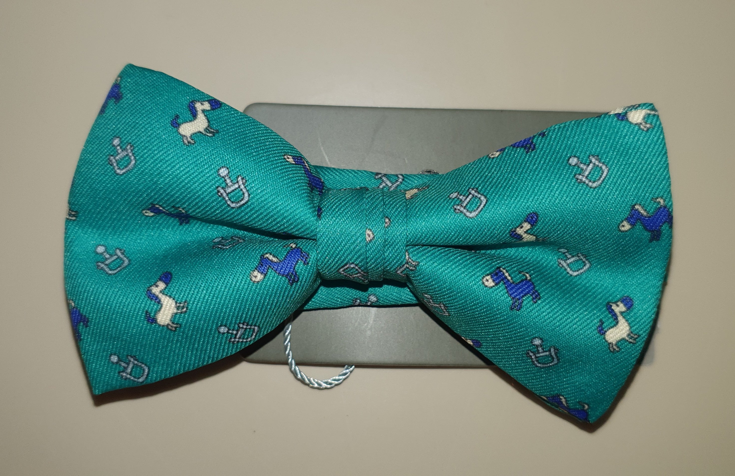 SALE One Varones Boys Bow Tie - Green With Horse Motif