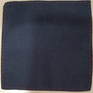 SALE One Varones Boys Pocket Square - Navy With Red Stitching
