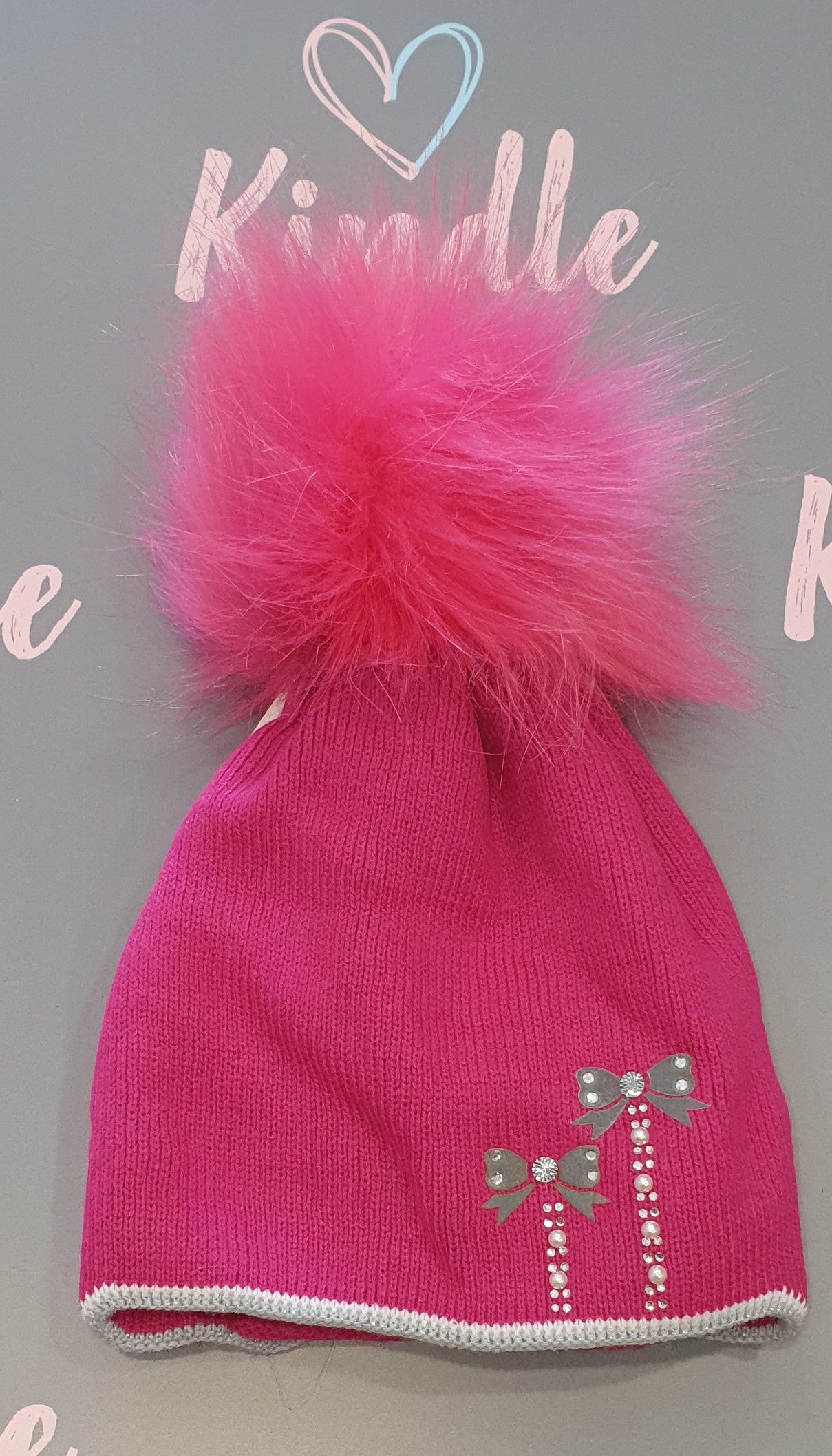 SALE Baby Girls Bright Pink Pom Pom Hat
