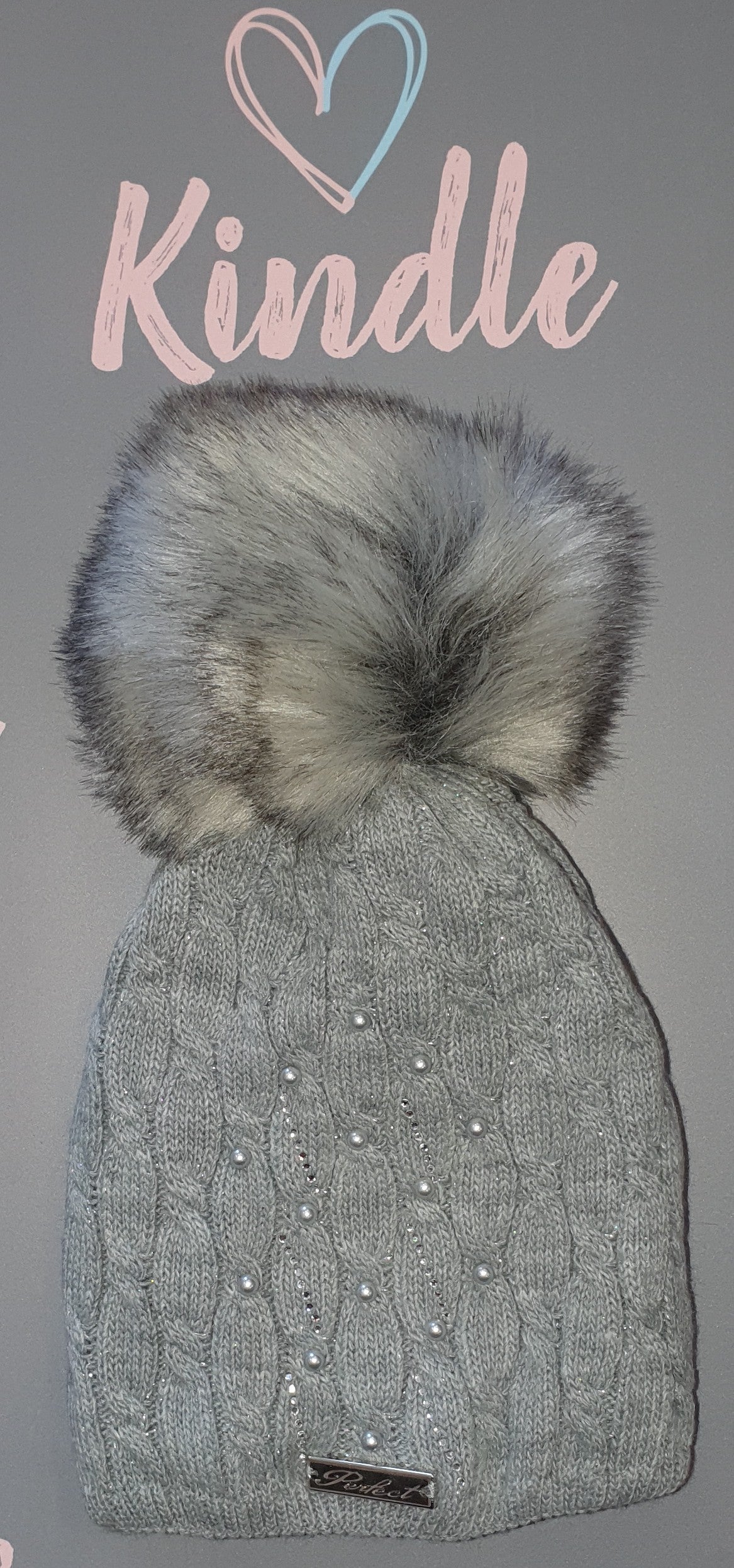 SALE Girls Grey Pom Pom Hat
