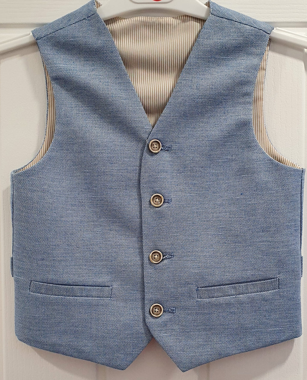 One Varones Boys Pale Blue Waistcoat:-10-10018 70