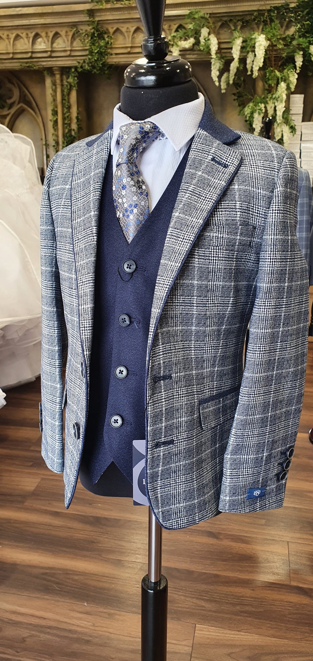 SALE 1880 Club Boys Navy Check Blazer:- 132 15152 28 Age 5 & 6