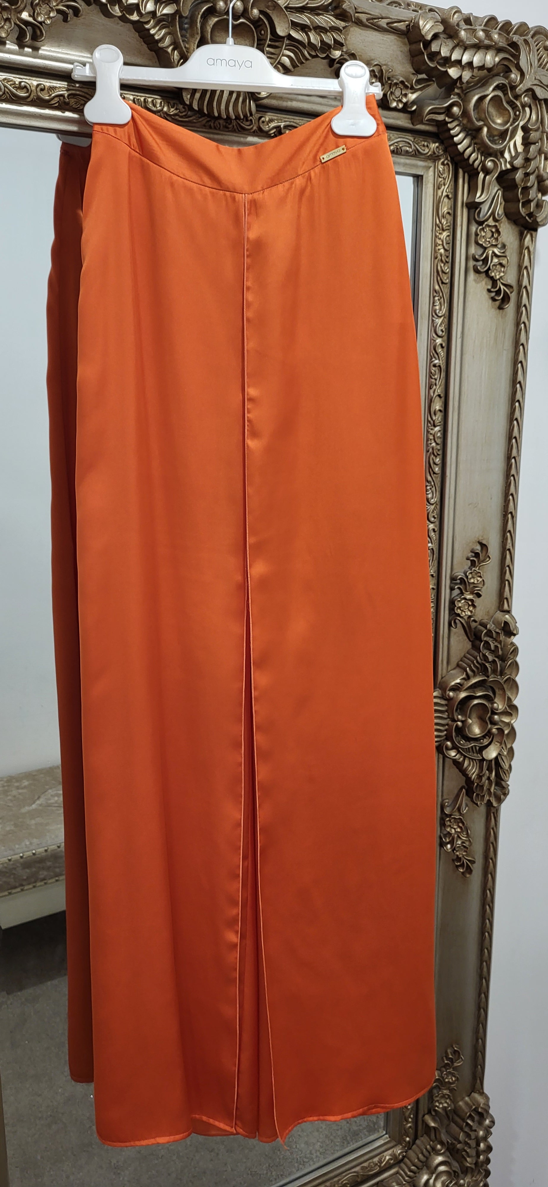 SALE Amaya Girls Orange Long Leg Trousers With Side Split