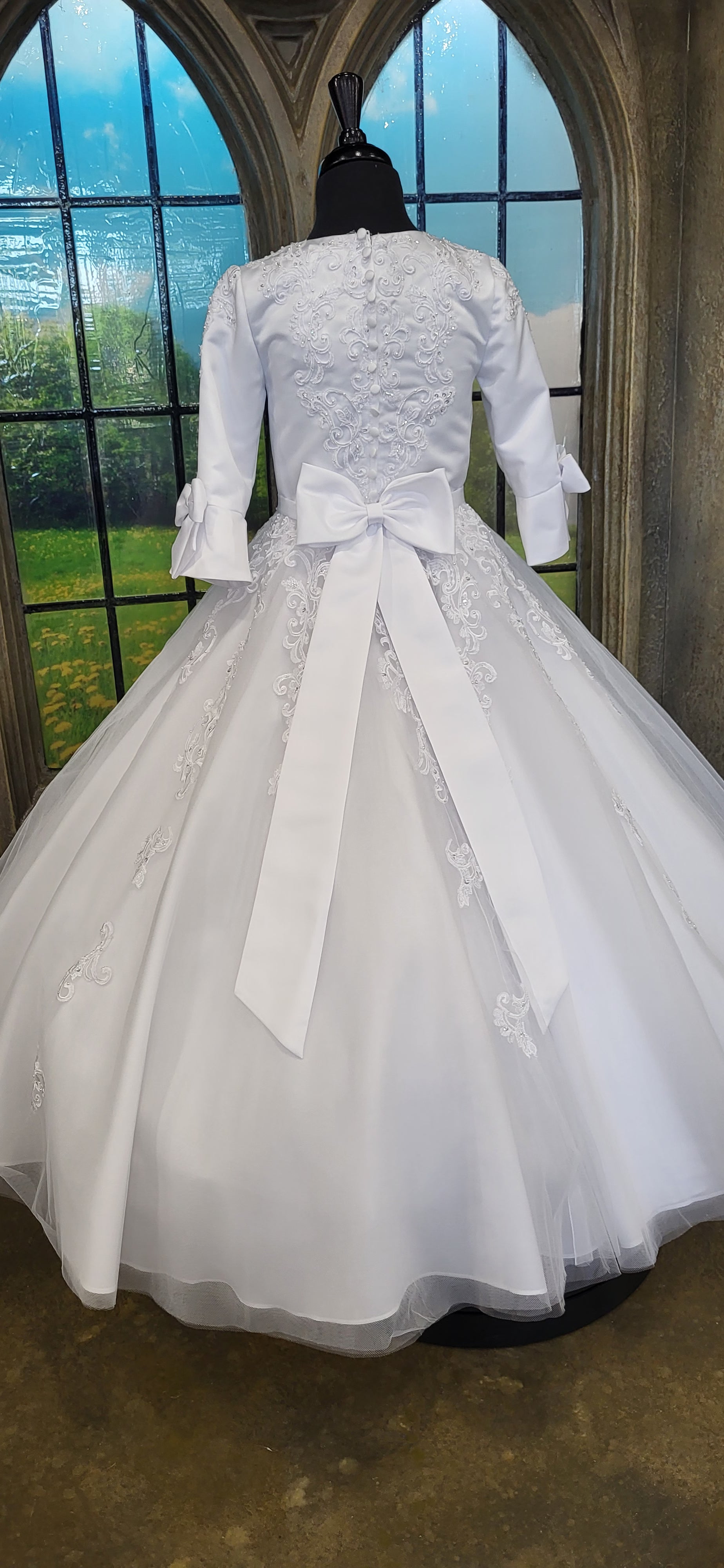 SALE COMMUNION DRESS ExclusiveTo KINDLE Rosa Bella Girls White Communion Dress:- Sophie Age 9 & 10