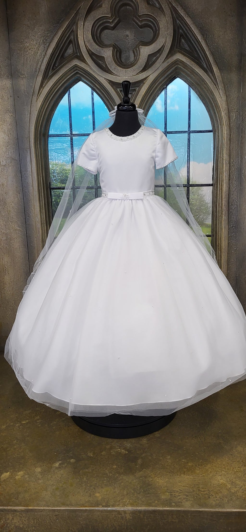 SALE COMMUNION DRESS Exclusive To KINDLE Rosa Bella Girls White Communion Dress:- Margaret Age 6, 10 & 14