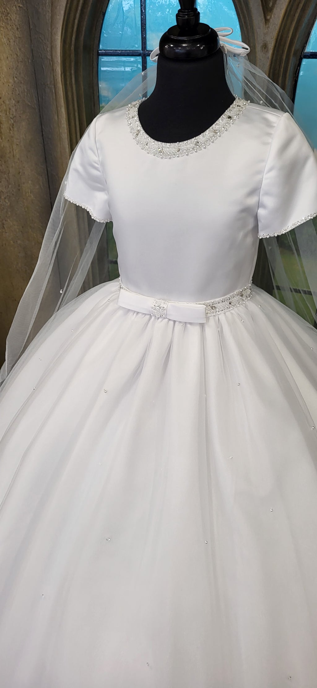 SALE COMMUNION DRESS Exclusive To KINDLE Rosa Bella Girls White Communion Dress:- Margaret Age 6, 10 & 14