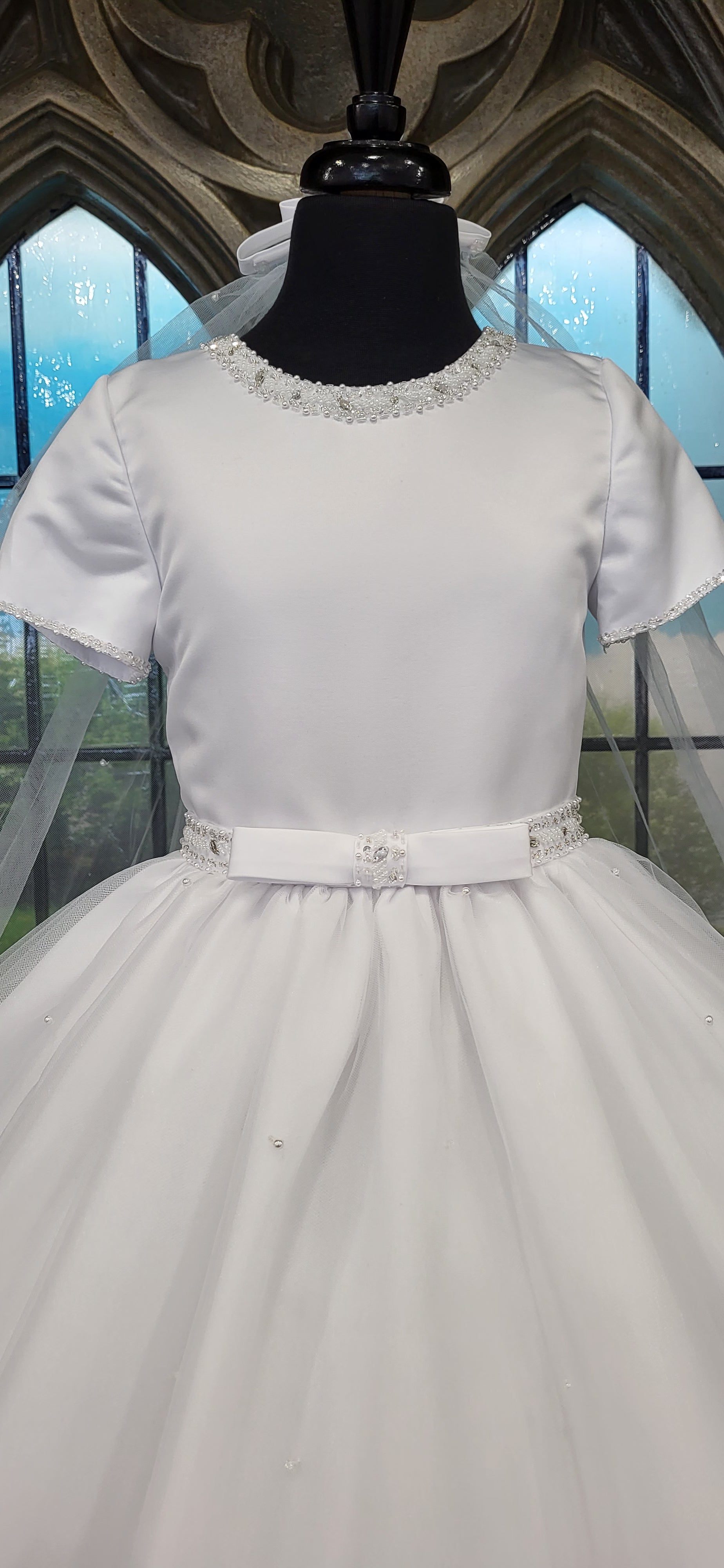 SALE COMMUNION DRESS Exclusive To KINDLE Rosa Bella Girls White Communion Dress:- Margaret Age 6, 10 & 14