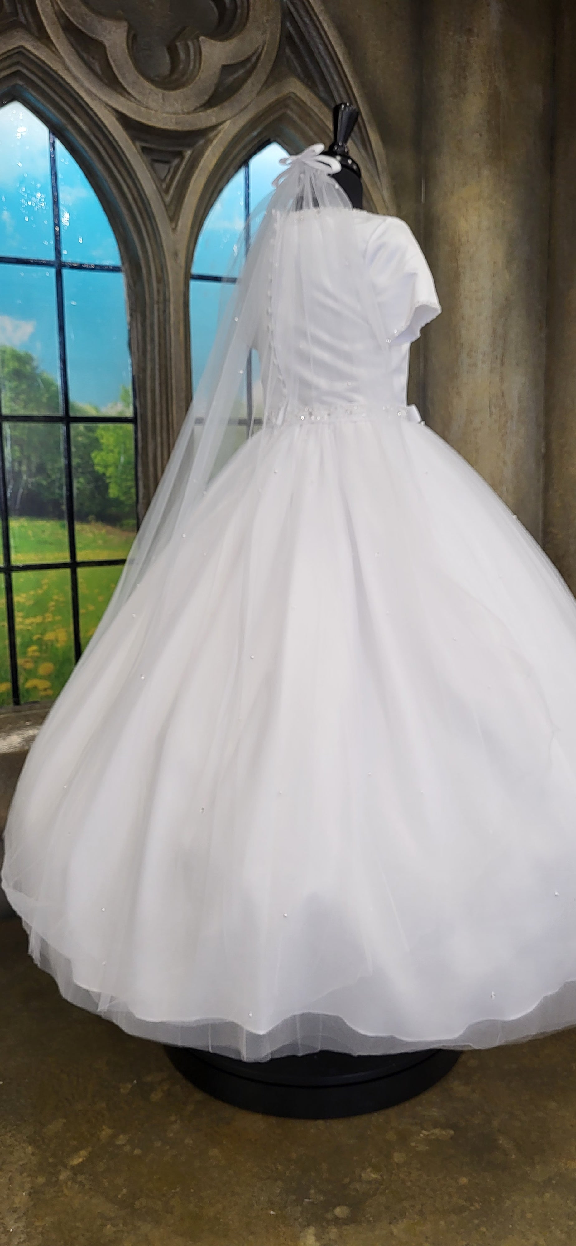 SALE COMMUNION DRESS Exclusive To KINDLE Rosa Bella Girls White Communion Dress:- Margaret Age 6, 10 & 14