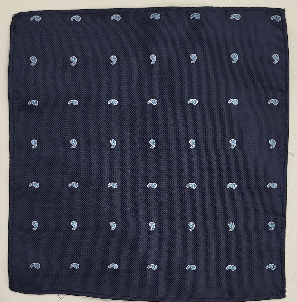 SALE One Varones Boys Pocket Square Navy With Swirl Motif