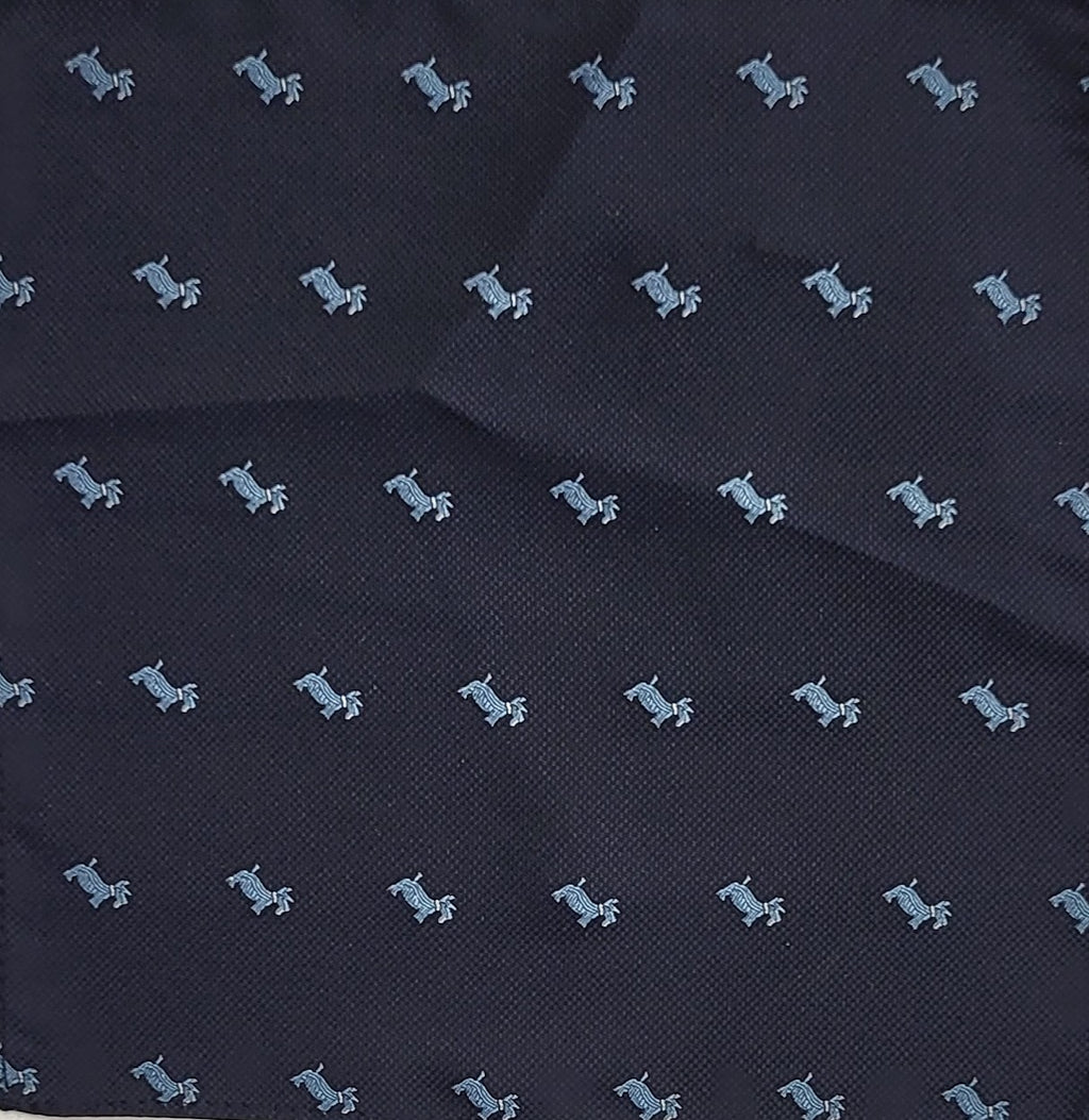 SALE One Varones Boys Navy Pocket Square With Dog Motif
