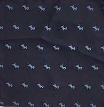 Load image into Gallery viewer, SALE One Varones Boys Navy Pocket Square With Dog Motif
