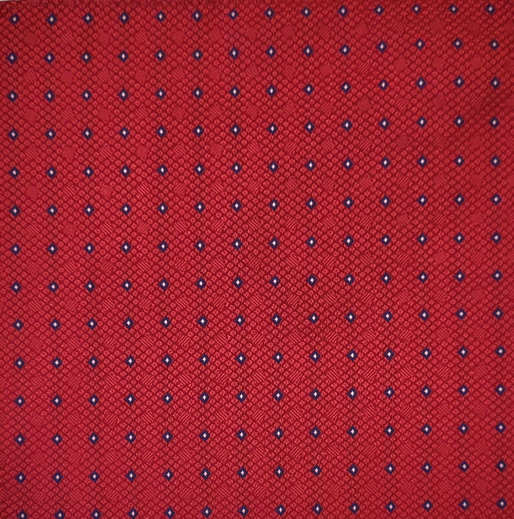 SALE One Varones Boys Red Pocket Square With Navy Square Motif