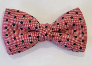 SALE One Varones Boys Pink Bow Tie With Navy Spot