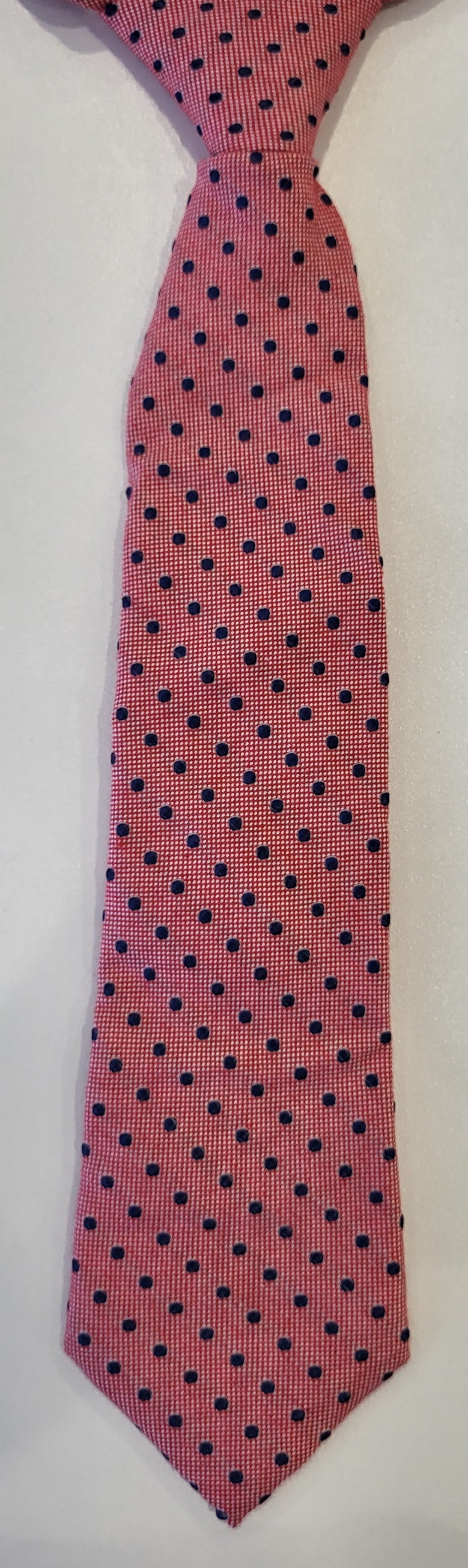SALE One Varones Boys Pink Tie With Navy Spot