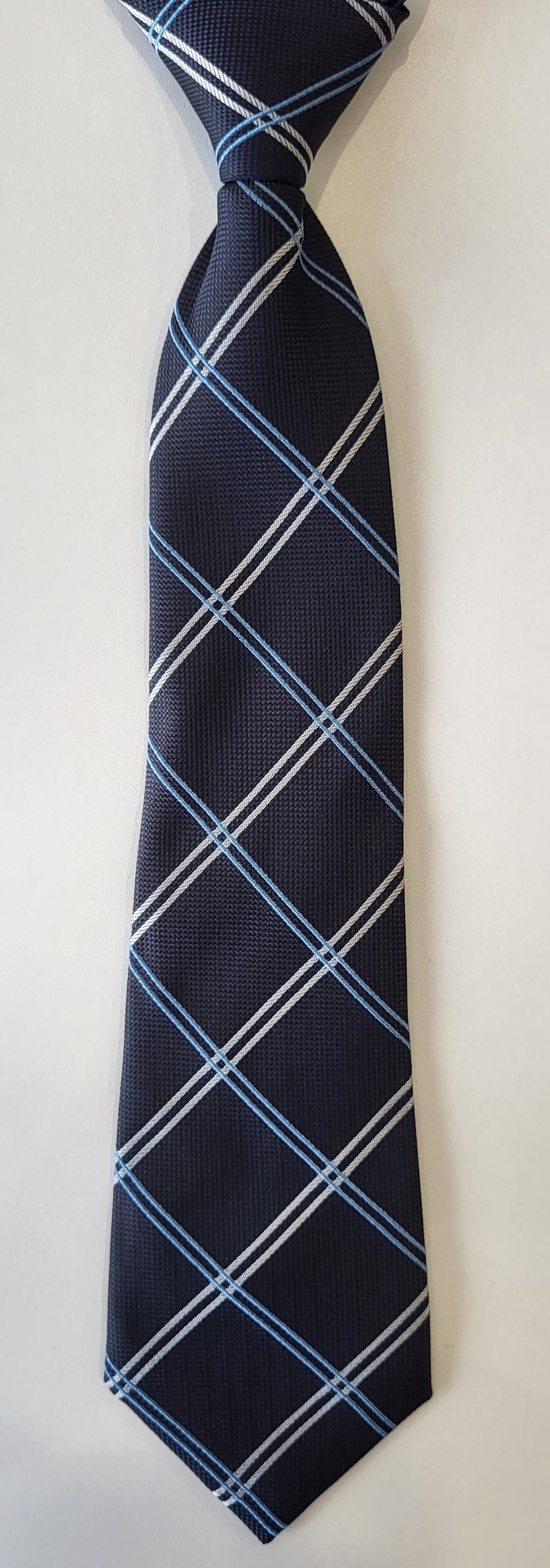 SALE One Varones Boys Check Navy & Blue Tie