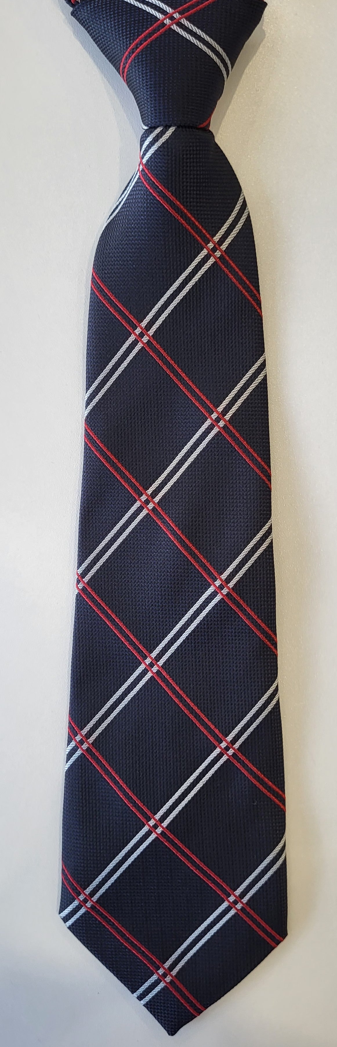 SALE One Varones Boys Check Navy & Red Tie