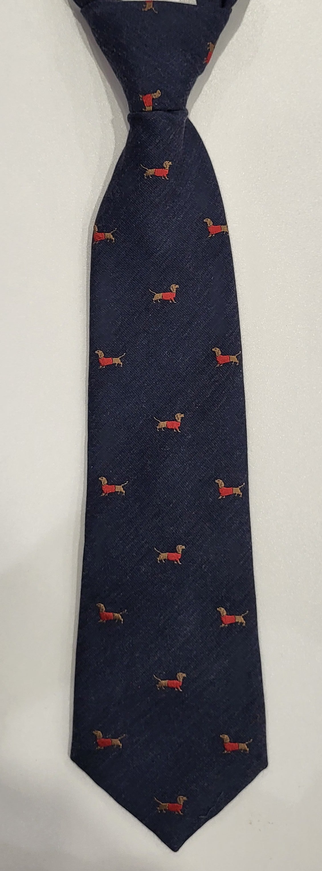 SALE One Varones Boys Navy Tie With Dachshund
