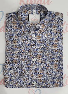 KINDLE PD Navy & Tan Floral Shirt