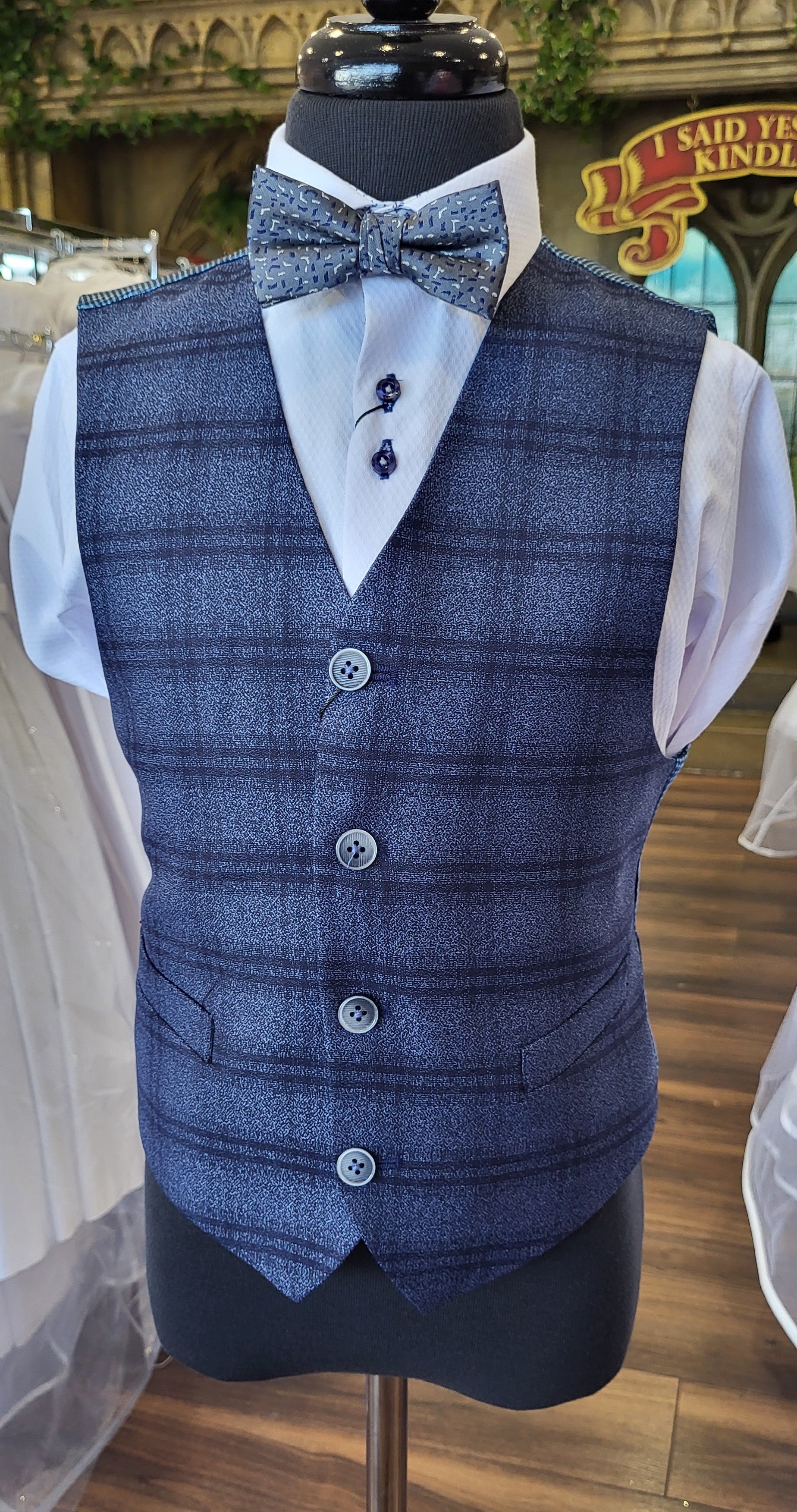 SALE 1880 Club Boys Navy Check Waistcoat:- 132 55119 28 LAST ONE AGE 10