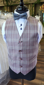 SALE 1880 Club Boys Pale Lilac Check Waistcoat:- 102 55118 64