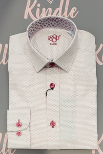 1880 Club Boys White Shirt With Pink Spot