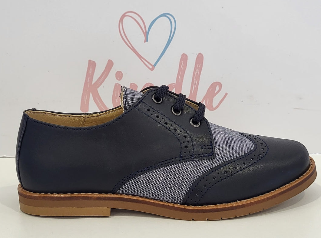 KINDLE Boys Shoes:- Navy & Blue Brogue