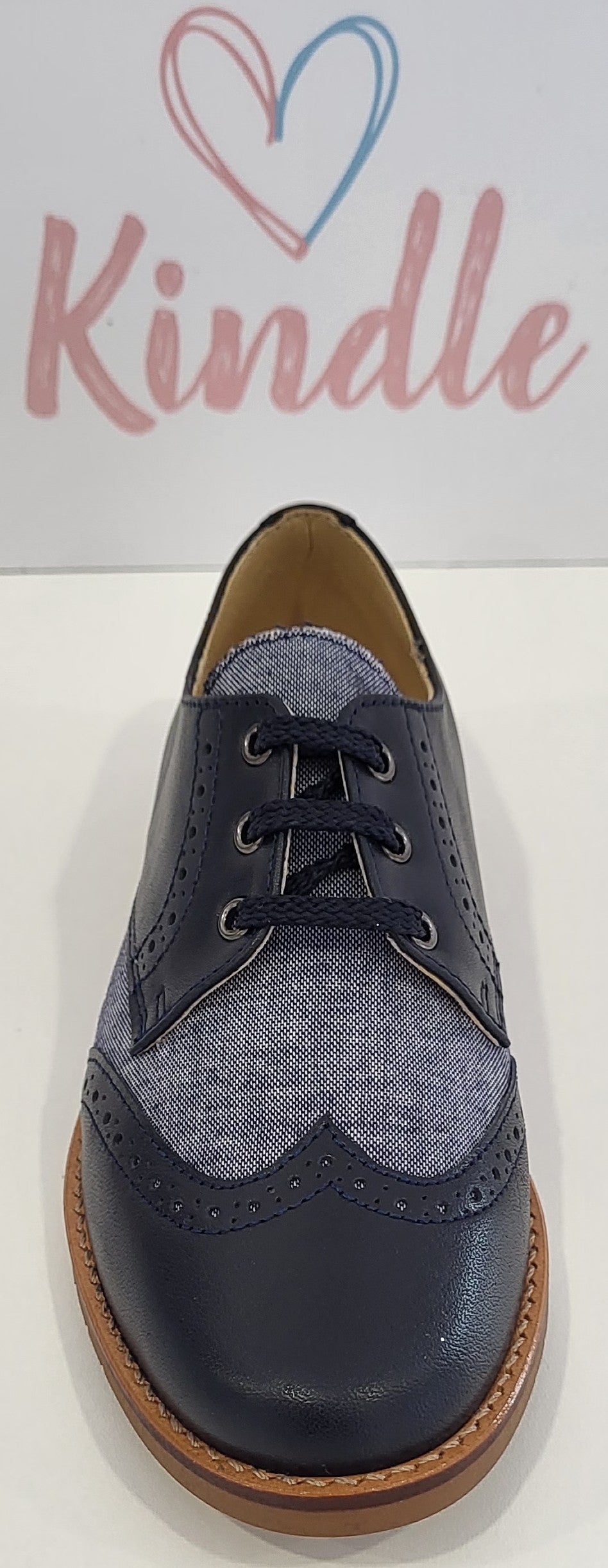 SALE KINDLE Boys Shoes:- Navy & Blue Brogue