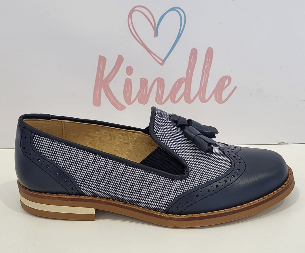 KINDLE Boys Shoes:- Navy & Blue Loafer
